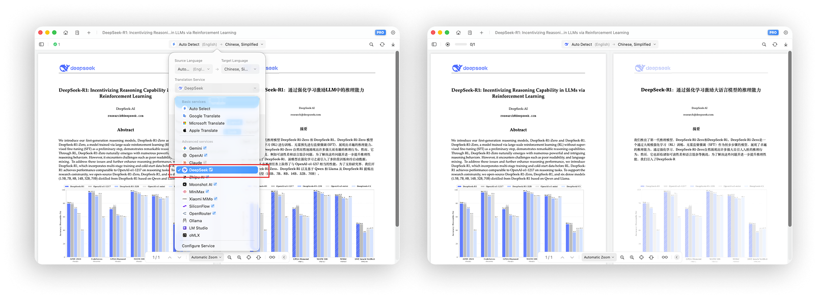 Translating with DeepSeek