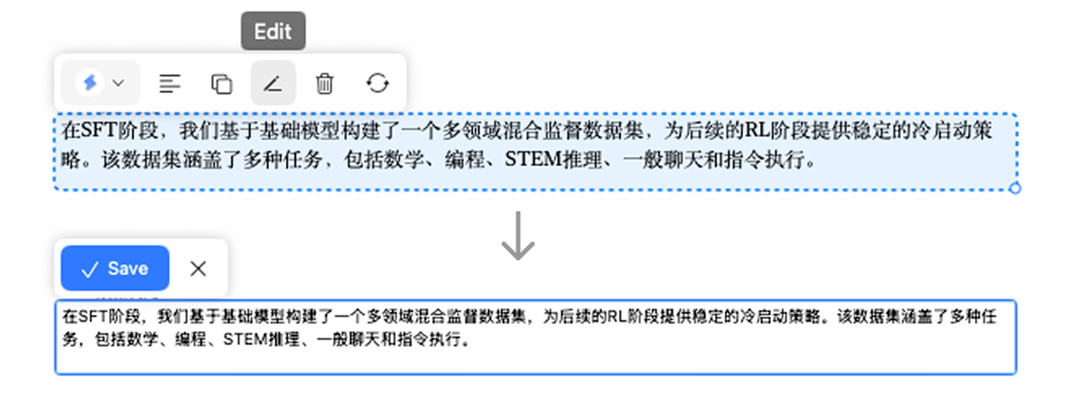 Editing paragraph text